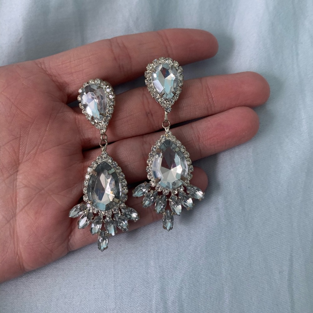 Silver formal prom/ pageant earrings